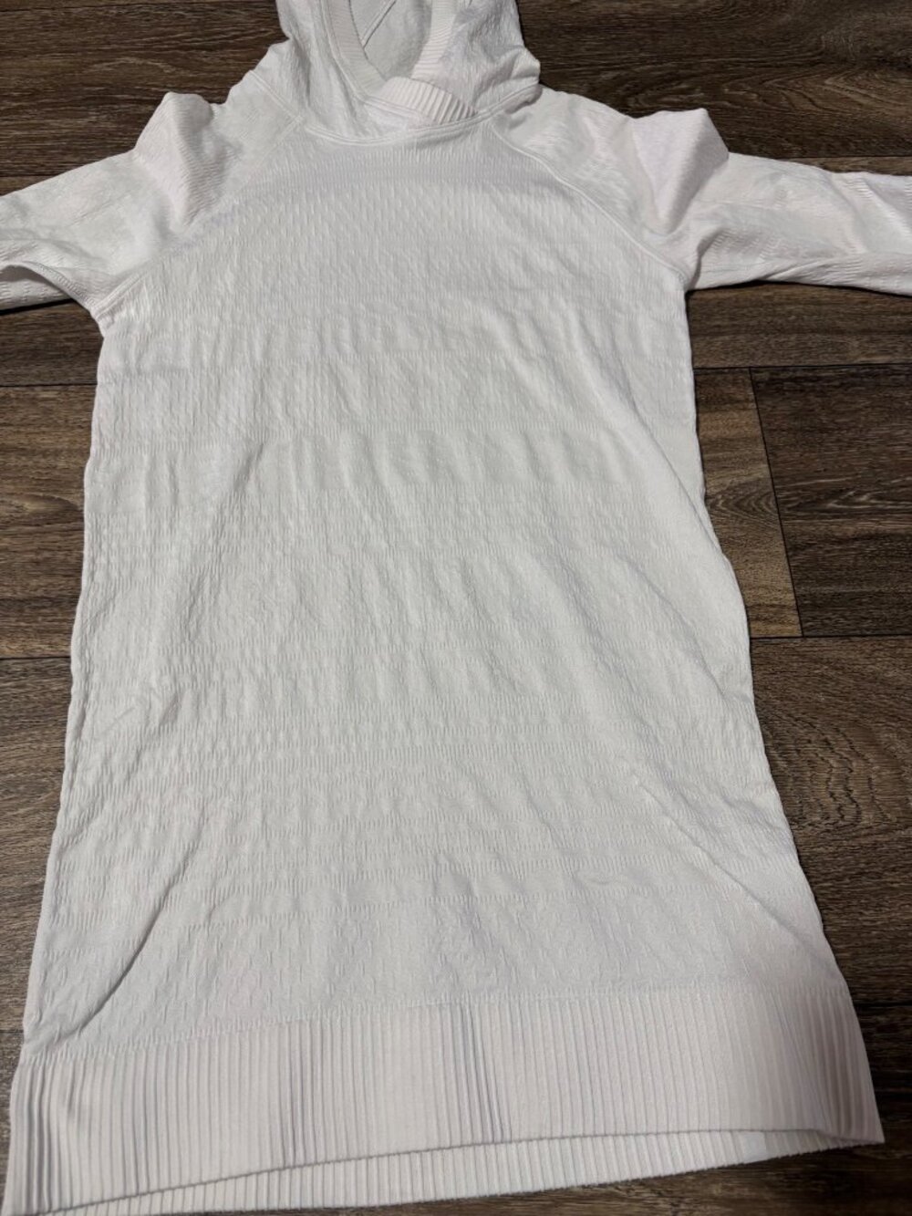 Lululemon Heathered White Rest Less Hooded Long Sleeve Pullover Top Size 2 - Picture 7 of 9